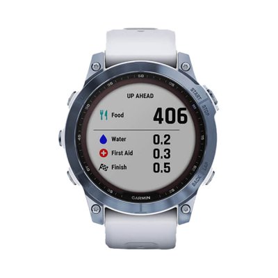 Часы Garmin Fenix 7 Sapphire Solar титановый синий минерал DLC с белым ремешком